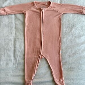 Brave Little Ones Coral ribbed zip romper